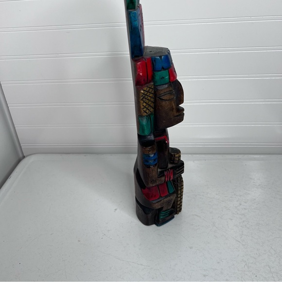 aztec wooden carved wood painted totem - Picture 10 of 13